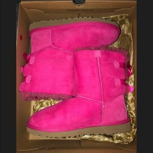 UGG Boots - Pink Women’s Double Bailey Bow, Size 6